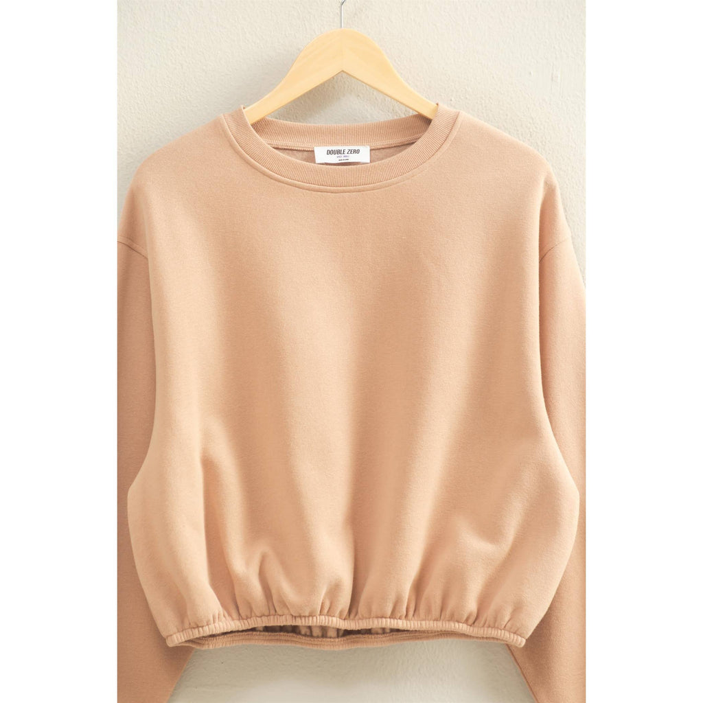 Maple Elastic Hem Cropped Crewneck