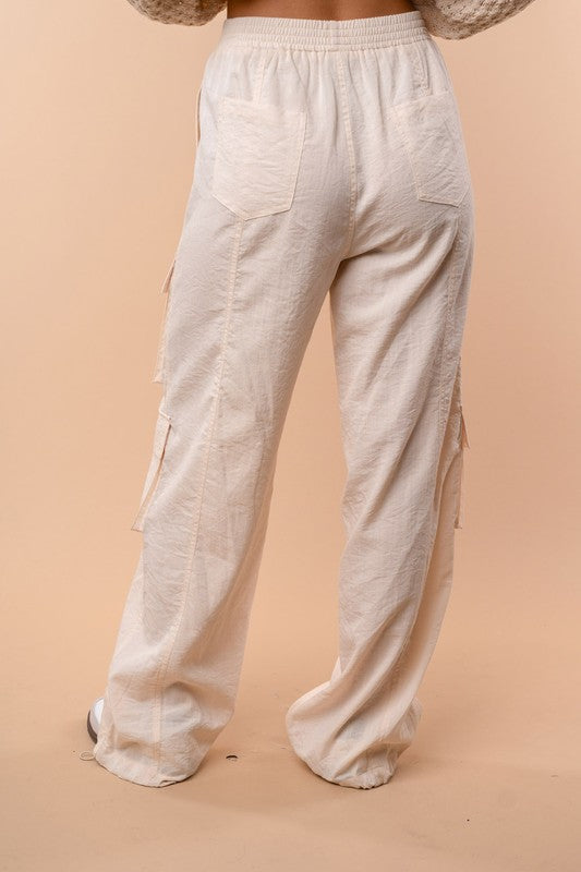 Sofia High Waisted Solid Woven Cargo Pants