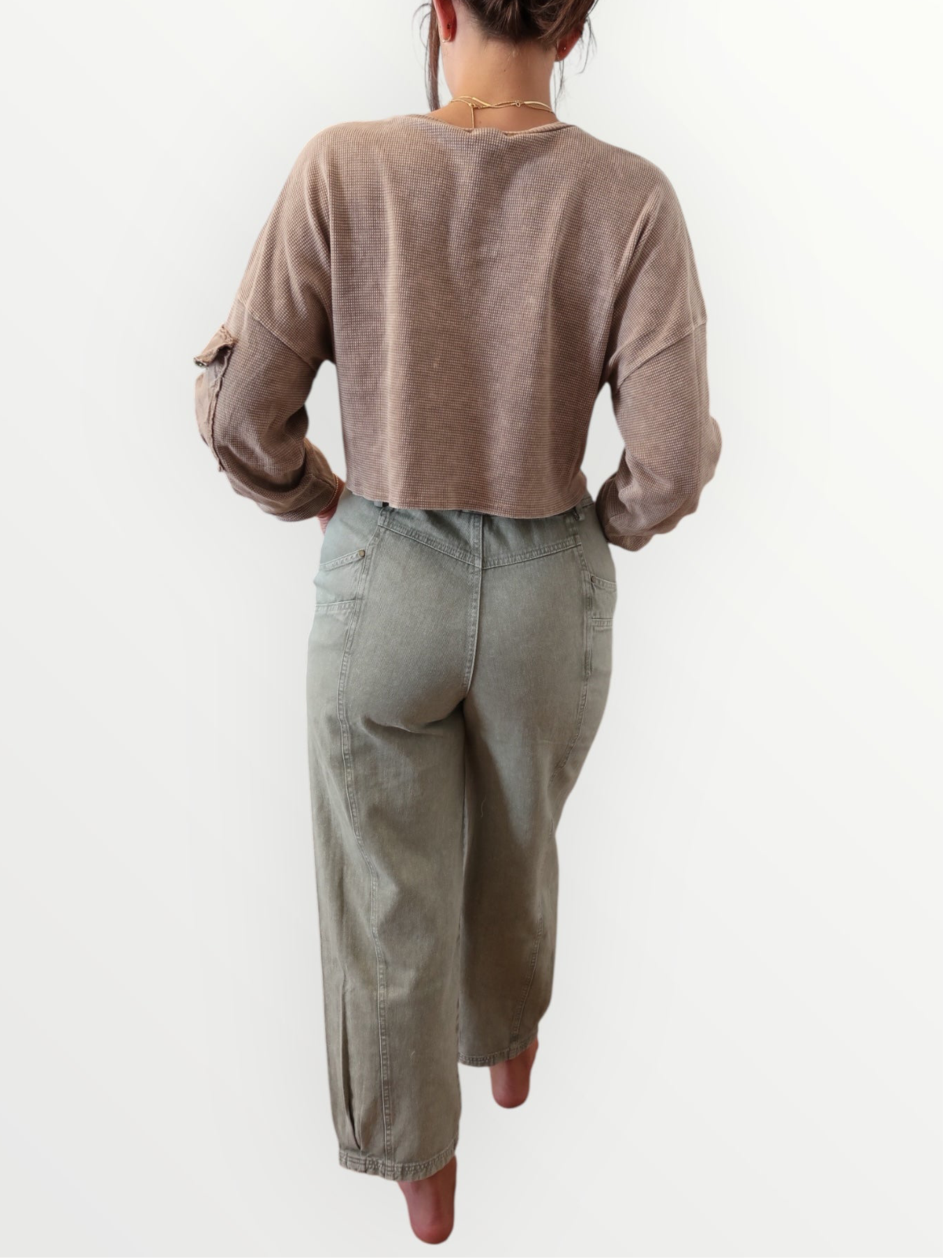 Joey Washed Mid Rise Barrel Pants
