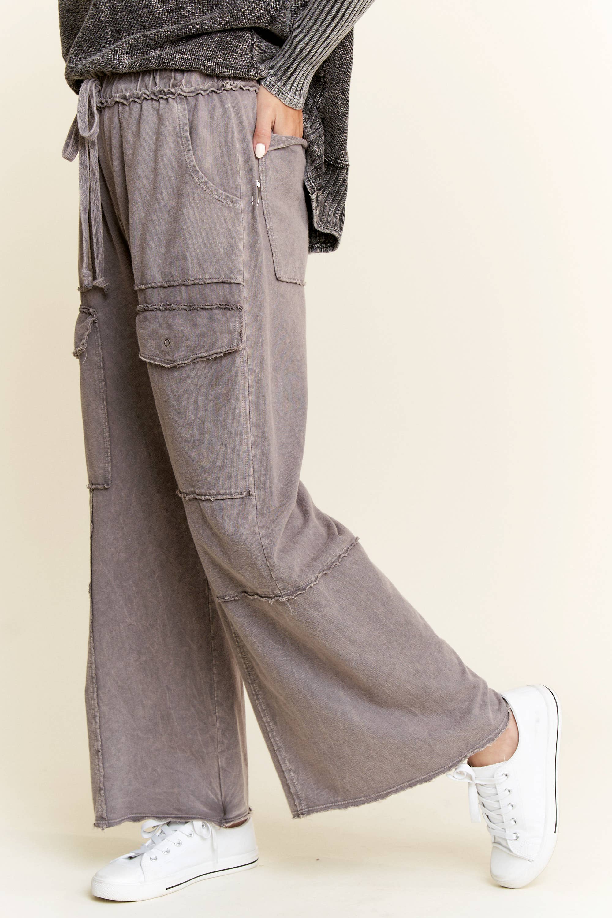 GG Mineral Wash Pocket Wide Leg Pants