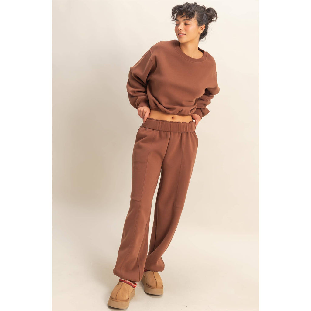 Maple Elastic Hem Cropped Crewneck