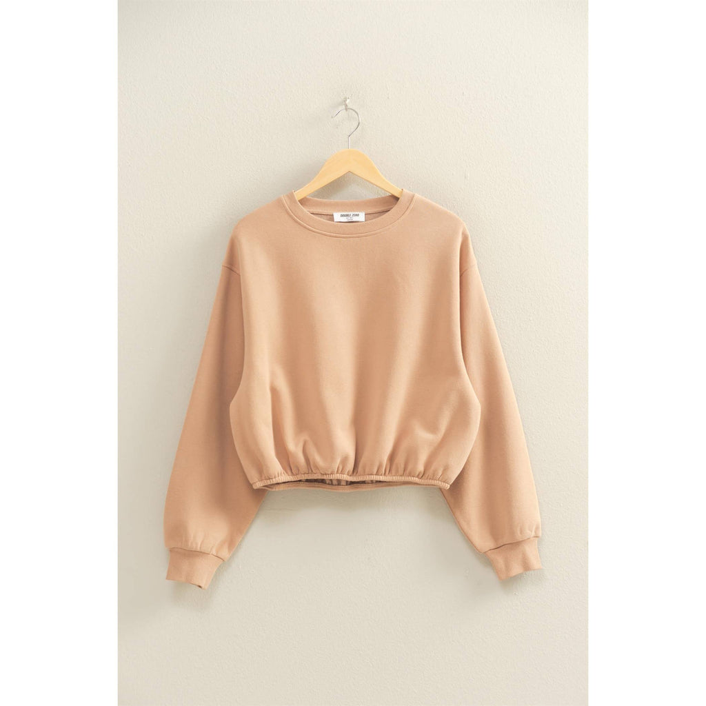 Maple Elastic Hem Cropped Crewneck