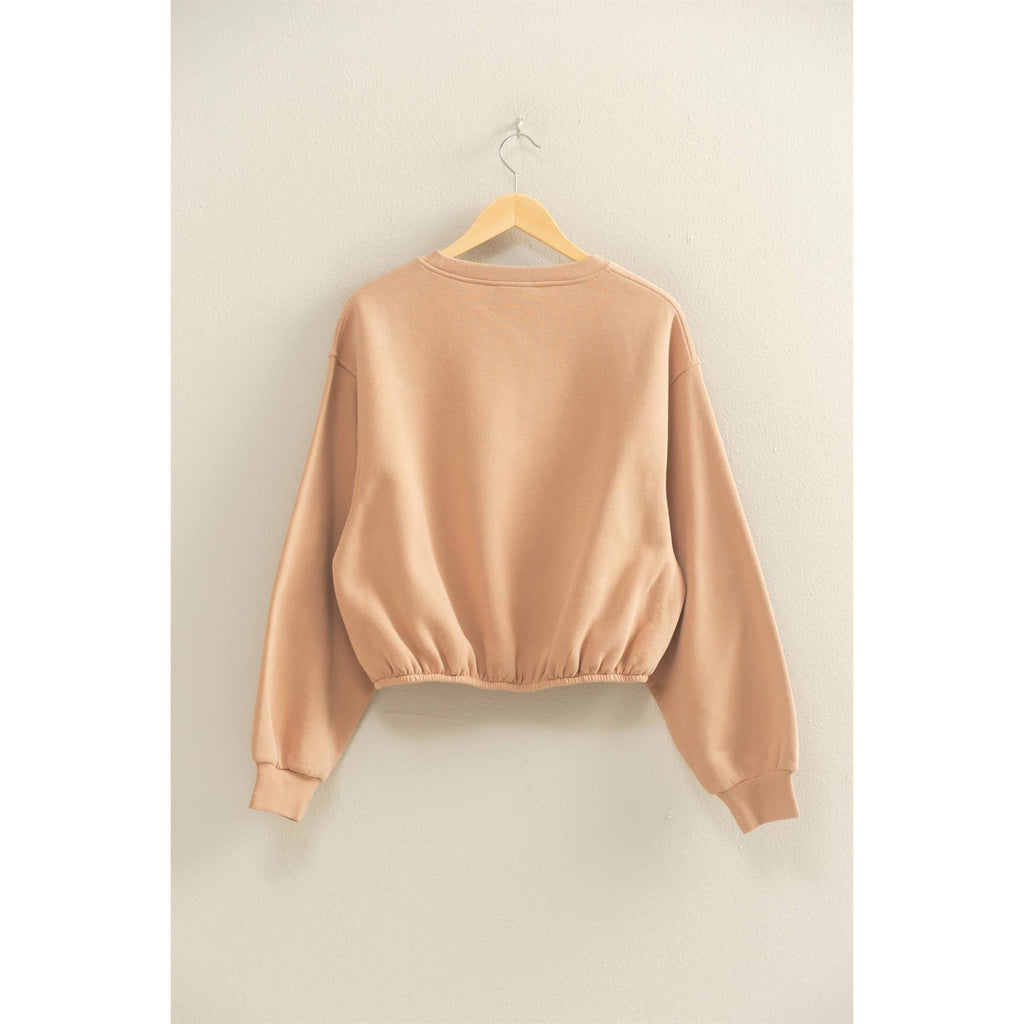 Maple Elastic Hem Cropped Crewneck